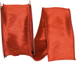 Load image into Gallery viewer, Florist Basics Dupioni Supreme Wired Edge Ribbon in Rust, 2½ inch wide by 20 yards, featuring a luxurious faux dupioni weave and sturdy wired edges perfect for wreaths, bows, and seasonal décor.