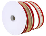 Load image into Gallery viewer, Outdoor Ribbon --- 2 ½ inch - Scarlet Color - Spirit Holiday Overlay Wired Edge Ribbon, Various Yard Lengths