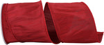 Load image into Gallery viewer, Extra-wide Florist Basics Dupioni Supreme Wired Edge Ribbon in vibrant Scarlet, 4 inches wide by 10 yards, designed for oversized bows, tree toppers, luxury gift packaging, and event décor.