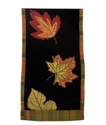 Load image into Gallery viewer, 5 yards --- 4 inch -- Deluxe Leaves Embroidered Velvet with Plaid Back Wired Edge Ribbon
