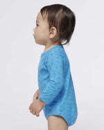 Load image into Gallery viewer, Baby Long Sleeve Jersey Bodysuit - 100% Cotton -- Blue Tradewind Spot