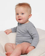 Load image into Gallery viewer, Baby Long Sleeve Jersey Bodysuit - 90% Cotton / 10% Polyester -- Heather