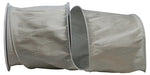 Load image into Gallery viewer, Extra-wide Florist Basics Dupioni Supreme Wired Edge Ribbon in vibrant Silver, 4 inches wide by 10 yards, designed for oversized bows, tree toppers, luxury gift packaging, and event décor.