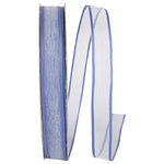 Load image into Gallery viewer, Charlize sheer satin wired edge ribbon spool in slate color. Available in multiple widths for gift wrapping, floral design, weddings, and craft projects.