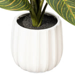 Load image into Gallery viewer, 13" -- Philodendron Birkin in White Ceramic Pot (3 Pieces Set) -- Artificial Flower