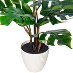 Load image into Gallery viewer, 18" -- Green Potted Monstera Plant (7 leaves) in White Pot -- Artificial Flower