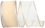 Load image into Gallery viewer, Charlize sheer satin wired edge ribbon spool in taupe color. Available in multiple widths for gift wrapping, floral design, weddings, and craft projects.