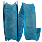 Load image into Gallery viewer, Full roll of Florist Basics Dupioni Supreme Wired Edge Ribbon in Turquoise, 1½ inch wide by 20 yards, ideal for wreath making, floral designs, holiday decorating, and elegant gift wrapping.