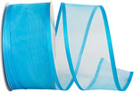 Load image into Gallery viewer, Charlize sheer satin wired edge ribbon spool in turquoise color. Available in multiple widths for gift wrapping, floral design, weddings, and craft projects.