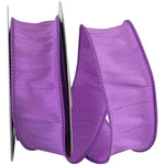 Load image into Gallery viewer, Florist Basics Dupioni Supreme Wired Edge Ribbon in vibrant Violet, 1½ inch wide by 10 yards, displaying its luxurious faux dupioni texture and flexible wired edges for decorative bows and wreaths.