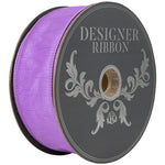 Load image into Gallery viewer, Side view of the Florist Basics Dupioni Supreme Wired Edge Ribbon in Violet, 2½ inch wide by 50 yards, featuring a luxurious faux dupioni weave and sturdy wired edges perfect for wreaths, bows, and seasonal décor.