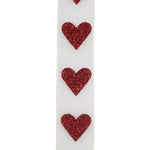Load image into Gallery viewer, Valentine's Ribbon --- 25 yards --- 1 ½ inches -- Sheer Big Heart Wired Edge -- (White)