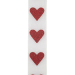 Load image into Gallery viewer, Valentine's Ribbon --- 25 yards --- 1 ½ inches -- Sheer Big Heart Wired Edge -- (White)