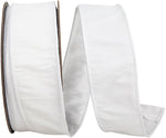 Load image into Gallery viewer, Commercial-size roll of Florist Basics Dupioni Supreme Wired Edge Ribbon in White, 2½ inches wide by 50 yards, perfect for event decorating, wreath production, and large-scale holiday displays.