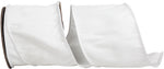 Load image into Gallery viewer, Extra-wide Florist Basics Dupioni Supreme Wired Edge Ribbon in vibrant White, 4 inches wide by 10 yards, designed for oversized bows, tree toppers, luxury gift packaging, and event décor.