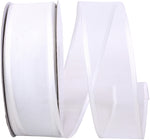 Load image into Gallery viewer, Charlize sheer satin wired edge ribbon spool in white color. Available in multiple widths for gift wrapping, floral design, weddings, and craft projects.