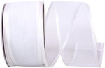 Load image into Gallery viewer, Charlize sheer satin wired edge ribbon spool in white color. Available in multiple widths for gift wrapping, floral design, weddings, and craft projects.