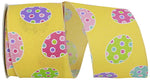 Load image into Gallery viewer, Easter Ribbons -- 2.5 in x 10 yards --- Eggs-cellent Easter Linen Wire Edge Ribbon -- Yellow Color