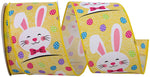 Load image into Gallery viewer, Easter Ribbons -- 2.5 in x 10 yards ---- Bunny Face Multi Egg Wire Edge Ribbon ---- Yellow Color