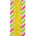 Load image into Gallery viewer, Easter Ribbons -- 2.5 in x 10 yards --- Dots Bright Diagonal Ticking Wired Edge Ribbon -- Yellow Color