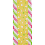 Load image into Gallery viewer, Easter Ribbons -- 2.5 in x 10 yards --- Dots Bright Diagonal Ticking Wired Edge Ribbon -- Yellow Color