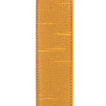 Load image into Gallery viewer, Back view of the Florist Basics Yellow Gold Dupioni wired ribbon illustrating the smooth polyester backing and durable stitched wired edge.