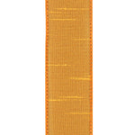 Load image into Gallery viewer, Back view of the Florist Basics Yellow Gold Dupioni wired ribbon illustrating the smooth polyester backing and durable stitched wired edge.