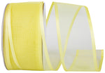 Load image into Gallery viewer, Charlize sheer satin wired edge ribbon spool in yellow color. Available in multiple widths for gift wrapping, floral design, weddings, and craft projects.
