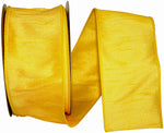 Load image into Gallery viewer, Full roll of Florist Basics Dupioni Supreme Wired Edge Ribbon in Yellow, 2½ inch wide by 20 yards, ideal for wreath making, floral designs, holiday decorating, and elegant gift wrapping.