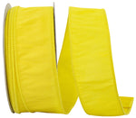 Load image into Gallery viewer, Full roll of Florist Basics Dupioni Supreme Wired Edge Ribbon in Yellow, 2½ inch wide by 50 yards, ideal for wreath making, floral designs, holiday decorating, and elegant gift wrapping.