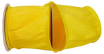 Load image into Gallery viewer, Extra-wide Florist Basics Dupioni Supreme Wired Edge Ribbon in vibrant Yellow, 4 inches wide by 10 yards, designed for oversized bows, tree toppers, luxury gift packaging, and event décor.