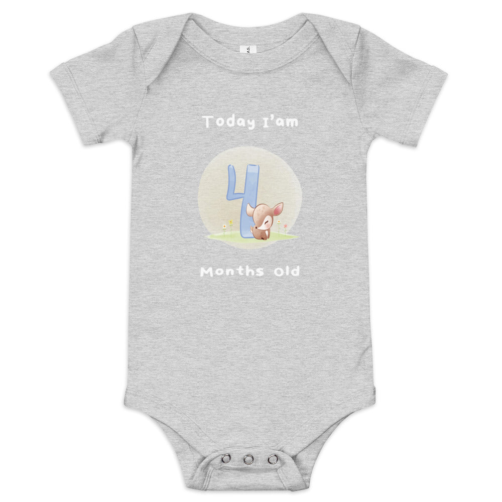 Today, I am 4-Months Old --- Baby Short Sleeve Onesie / Bodysuit, Various Colors