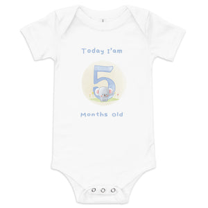 Today, I am 5-Months Old --- Baby Short Sleeve Onesie / Bodysuit, Various Colors