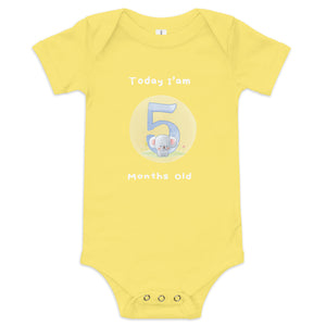 Today, I am 5-Months Old --- Baby Short Sleeve Onesie / Bodysuit, Various Colors