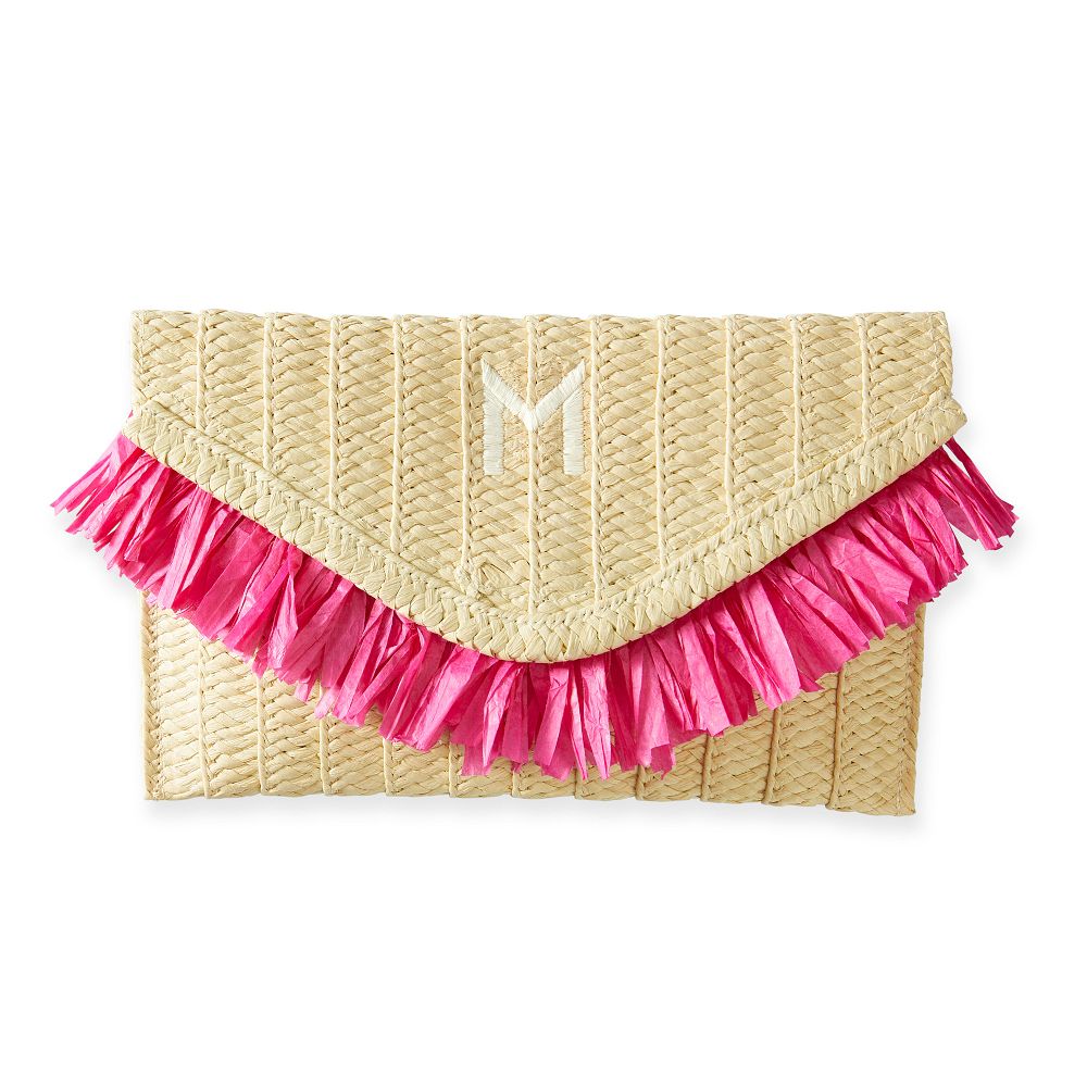 Natural - Pink Fringed Clutch
