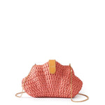 Load image into Gallery viewer, Wicker Shell Clutch -- Pink Color
