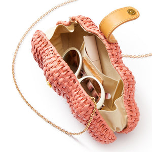 Wicker Shell Clutch -- Pink Color