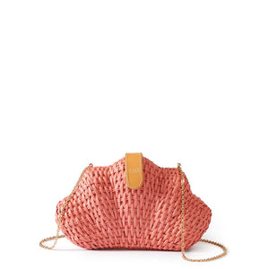 Wicker Shell Clutch -- Pink Color
