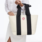 Load image into Gallery viewer, Natural Straw Tote with Black Ribbon Bow