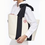 Load image into Gallery viewer, Natural Straw Tote with Black Ribbon Bow