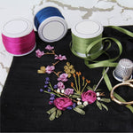 Load image into Gallery viewer, 1/8&quot;  Silk Ribbon, 4 Spool Collection (Slate Blue, Medium Blue, Pale Blue &amp; Navy), 10 Yards each
