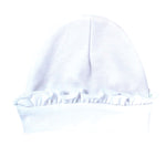 Load image into Gallery viewer, Sublimation Baby Beanie Hat with Ruffle Trim (White), 65% Polyester / 35% Cotton