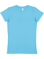 Load image into Gallery viewer, Ladies (Junior) Fitted - Crew Neck -- Fine Jersey T-shirt -- 100% Cotton -- Aqua Color