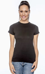 Load image into Gallery viewer, Ladies (Junior) Fitted - Crew Neck -- Fine Jersey T-shirt -- 100% Cotton -- Black Color