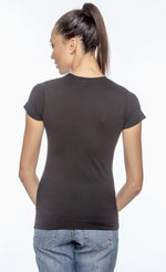 Load image into Gallery viewer, Ladies (Junior) Fitted - Crew Neck -- Fine Jersey T-shirt -- 100% Cotton -- Black Color