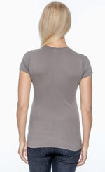 Load image into Gallery viewer, Ladies (Junior) Fitted - Crew Neck -- Fine Jersey T-shirt -- 100% Cotton -- Charcoal Color
