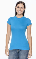 Load image into Gallery viewer, Ladies (Junior) Fitted - Crew Neck -- Fine Jersey T-shirt -- 100% Cotton -- Cobalt Color