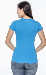 Load image into Gallery viewer, Ladies (Junior) Fitted - Crew Neck -- Fine Jersey T-shirt -- 100% Cotton -- Cobalt Color