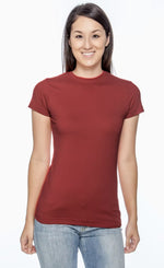Load image into Gallery viewer, Ladies (Junior) Fitted - Crew Neck -- Fine Jersey T-shirt -- 100% Cotton -- Garnet Color