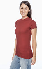 Load image into Gallery viewer, Ladies (Junior) Fitted - Crew Neck -- Fine Jersey T-shirt -- 100% Cotton -- Garnet Color